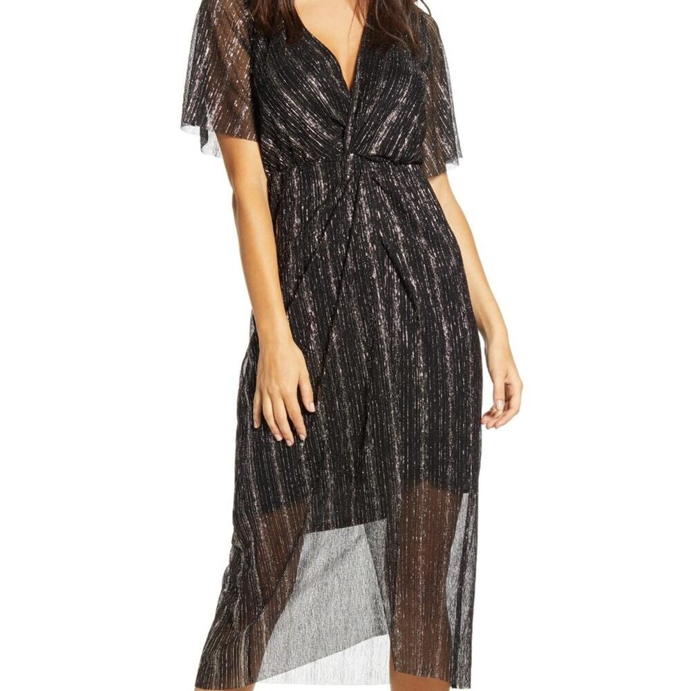 All In Favor Nordstrom Dolman Plisse Midi Dress XS